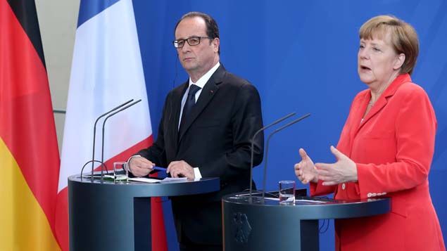 &nbsp; (Angela Merkel et François Hollande côte à côte ce mardi à la réunion sur le climat à Berlin. L'Allemagne est la deuxième destination privilégiée par les immigrés dans le Monde, derrière les Etats-Unis © MaxPPP)