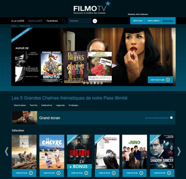 La page d'accueil d'un compte en accès illimité FilmoTV. (FILMOTV)