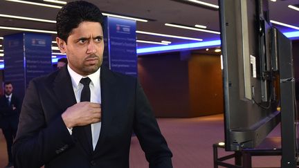 Le président du Paris-Saint-Germain, Nasser Al-Khelaïfi, le 7 février 2019, à Rome. (ANDREAS SOLARO / AFP)