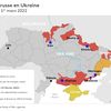 Carte de situation du conflit ukrainien, au&nbsp;1er mars 2022. (ELLEN LOZON / FRANCEINFO)