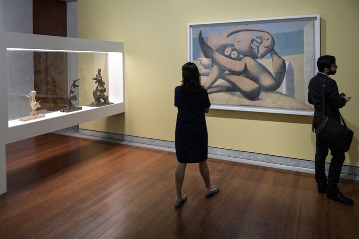 Exposition "Picasso&nbsp;:&nbsp;Baigneuses et baigneurs" au musée des Beaux-Arts de Lyon, le 23 juin 2020. (MAXIME JEGAT / MAXPPP)