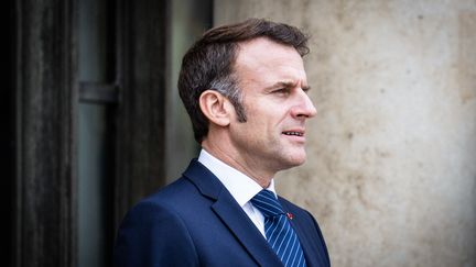 Emmanuel Macron, à Paris, le 15 octobre 2024. (XOSE BOUZAS / HANS LUCAS / AFP)