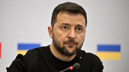 Ukrainian President Volodymyr Zelensky present in Brussels, Belgium, Wednesday October 11, 2023. (ERIC LALMAND / BELGA MAG / AFP)