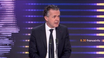 Christophe Béchu, ministre de la Transition écologique et de la Cohésion des territoires, était l'invité du "8h30 franceinfo", samedi 25 mars 2023. (RADIO FRANCE / FRANCEINFO)