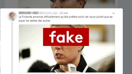 Un message relayé sur Twitter affirme que la Finlande veut sortir de l'euro (Capture d'écran Twitter)