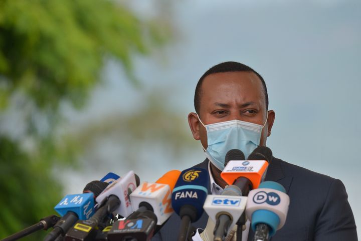 Le Premier ministre éthiopien Abiy Ahmed à Hawassa, le 5 juin 2020, avant la Journée mondiale de l'environnement. (MICHAEL TEWELDE / AFP)