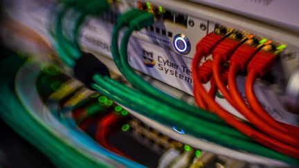 Un serveur spécialisé dans la cybersécurité, photo prise au 10e forum&nbsp;international de la cybersécurité à Lille,&nbsp;le 23 janvier 2018. (PHILIPPE HUGUEN / AFP)