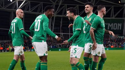 Les joueurs irlandais lors de la victoire en match amical contre la Lettonie à l'Aviva Stadium, le 22 mars 2023. (MAXPPP)