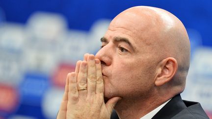 Le président de la Fifa, Gianni Infantino, lors d'une conférence de presse à Kazan (Russie), le 26 novembre 2016. (MAKSIM BOGODVID / SPUTNIK / AFP)