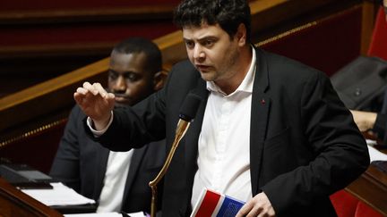 The La France insoumise (LFI) deputy for Loire-Atlantique, Matthias Tavel, on February 16, 2023, at the National Assembly.  (LUDOVIC MARIN / AFP)