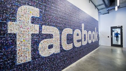 Le logo de Facebook, créé à partir de photos d'utilisateurs, est affiché sur le mur d'un bâtiment&nbsp;du groupe à Lulea (Suède), le 7 novembre 2013. (JONATHAN NACKSTRAND / AFP)