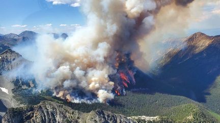 Un incendie près du lac Tatkin, dans la province de la Colombie-Britannique, au Canada, le 10 juillet 2023. (BC WILDFIRE SERVICE)