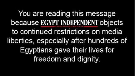 Capture d'&eacute;cran du site internet d'"Egypt Independant", qui explique la non-parution de son journal. (EGYPT INDEPENDENT / FRANCETV INFO)