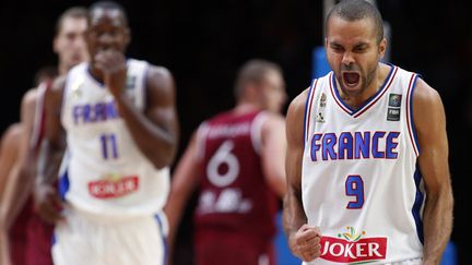 &nbsp; (Tony Parker ce mardi soir après la victoire des basketteurs français face à la Lettonie © REUTERS/Benoit Tessier)