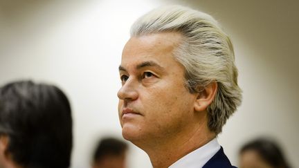 Le député néérlandais d'extrême droite Geert Wilders, le 18 mars 2016, à Schipol, aux Pays-Bas. (REMKO DE WAAL / ANP / AFP)