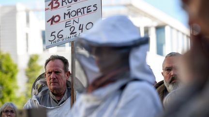 Manifestation d'apiculteurs à Rennes, le 4 mai 2018. (DAMIEN MEYER / AFP)