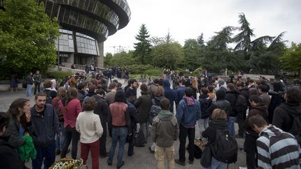 Cite Judiciaire de Rennes lors du proc&egrave;s de deux policiers juges pour non assistance a personnes en danger apres la mort de deux adolescents, Zyed et Bouna, le 18 mai 2015 (MAXPPP)