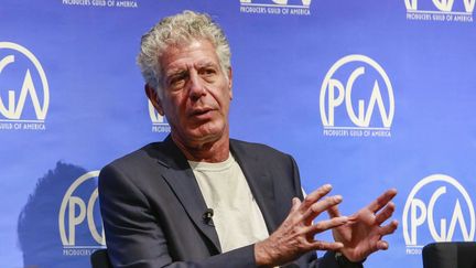 Anthony Bourdain, le 28 octobre 2017, à&nbsp;New York (Etats-Unis). (MARK VON HOLDEN / AP / SIPA)