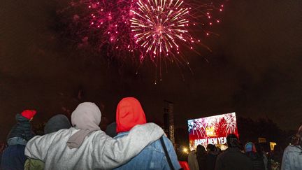 Le passage à la nouvelle année a été marqué par un concert et un feu d'artifice&nbsp;dans un parc de Christchurch, en Nouvelle-Zélande. (ERNEST KUNG/AP/SIPA)