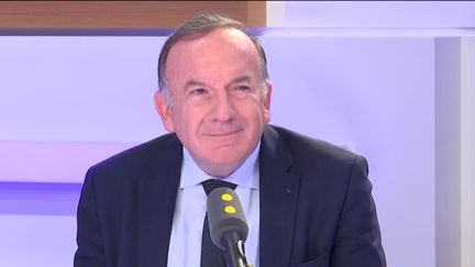 Pierre Gattaz, président de&nbsp;l'organisation patronale européenne Business Europe, le 22 mai 2019. (RADIO FRANCE / FRANCEINFO)