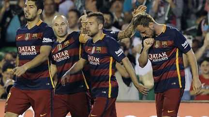 La joie des joueurs du FC Barcelone (CRISTINA QUICLER / AFP)