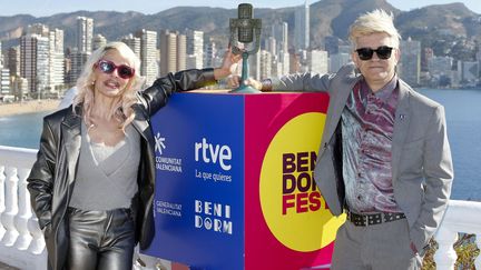 María Bas et Mark Dasousa, à Benidorm (Espagne), le 4 février 2024. Le duo Nebulossa représentera l'Espagne à l'Eurovision 2024. (MANUEL LORENZO / MAXPPP)