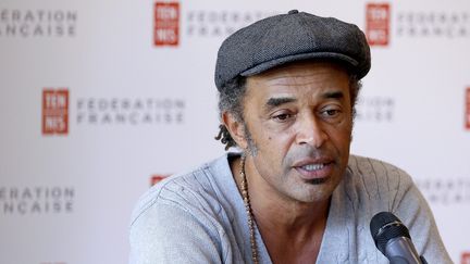 Yannick Noah lors de sa premi&egrave;re conf&eacute;rence de presse en tant que capitaine de l'&eacute;quipe de France de tennis, le 22 septembre 2015 &agrave; Paris.&nbsp; (  MAXPPP)