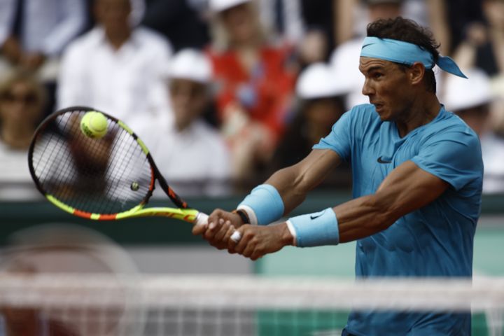 Rafael Nadal à Roland-Garros, le 10 juin 2018. (MEHDI TAAMALLAH / NURPHOTO)