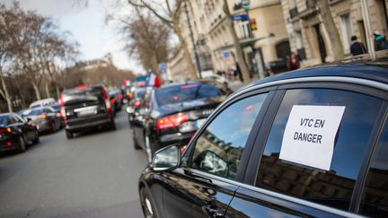 Manifestation des VTC, le 3 février dans les rues de Paris.&nbsp; (MAXPPP)