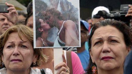 Caracas, au Venezuela, le 8 janvier 2014 : manifestation à l'occasion du décès de la vedette de télénovelas, Monica Spear. (JUAN BARRETO / AFP)