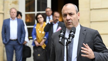 Le numéro 1 de la CFDT, Laurent Berger, vendredi 17 juillet 2020 dans la cour de l'hôtel Matignon, à Paris. (BERTRAND GUAY / AFP)