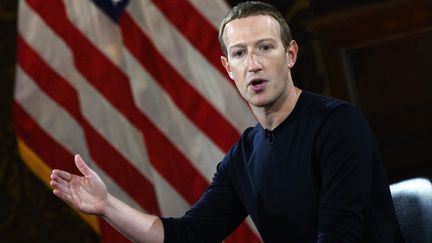 Mark Zuckerberg, patron de Facebook, lors d'une prise de parole à l'université de Georgetown, à Washington, le 17 octobre 2019.&nbsp;&nbsp; (ANDREW CABALLERO-REYNOLDS / AFP)