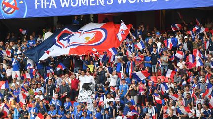 Un drapeau des France Ang'elles lors de la rencontre entre la France et le Nigeria à Rennes (Ille-et-Vilaine), le 17 juin 2019. (MAXPPP)