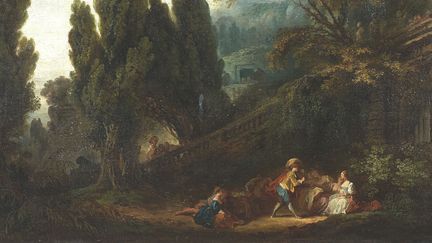 Elément du tableau "Le jeu de la palette" de Fragonard
 (Tajan)