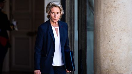 Caroline Cayeux, ministre chargée des Collectivités territoriales, le 4 juillet 2022 à la sortie de l'Elysée, à Paris.&nbsp; (XOSE BOUZAS / HANS LUCAS / AFP)