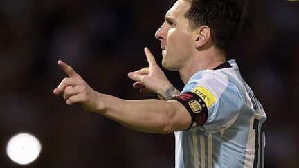 Le bonheur de Lionel Messi, capitaine buteur avec l'Argentine (JUAN MABROMATA / AFP)