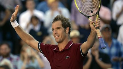 Richard Gasquet apr&egrave;s sa victoire contre l'Espagnol David Ferrer, en quart de finale de l'US Open de tennis, &agrave; New York, le 4 septembre 2013.&nbsp; (TIMOTHY CLARY / AFP)