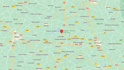 Une collision a fait trois morts et onze blessés, le 24 décembre 2022, sur l'autoroute A1 près d'Herbécourt (Somme). (GOOGLE MAPS)