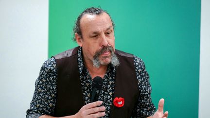 MEP Benoît Biteau, member of the French party Les Ecologistes - EELV, in Paris on February 15, 2024. (DIMITAR DILKOFF / AFP)