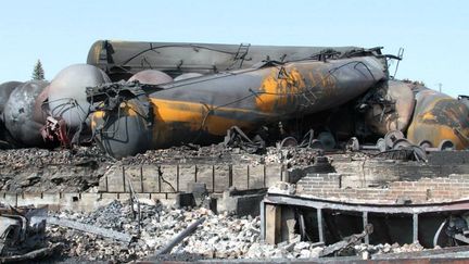 Photo non dat&eacute;e prise apr&egrave;s l'explosion de wagons remplis de p&eacute;trole, &agrave; Lac-M&eacute;gantic (Canada), le 6 juillet 2013. (SURETE DU QUEBEC)