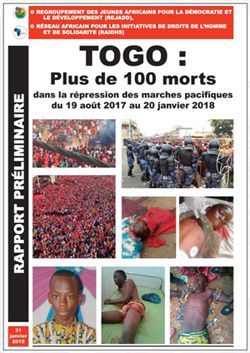 La première page du rapport sur les victimes de la répression au Togo. (DR (capture d&#039;écran))