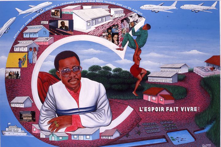 Chéri Samba, "L'espoir fait vivre n°2", 1997
 (Chéri Samba Courtesy CAAC – The Pigozzi Collection Photo © Maurice Aeschimann)