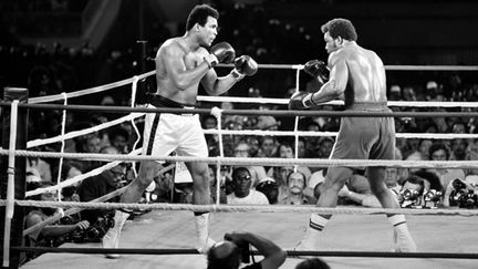 Mohamed Ali et George Foreman s'affrontent le 30 octobre 1974 à Kinshasa dans le plus célèbre combat de l'histoire de la boxe (- / AFP)