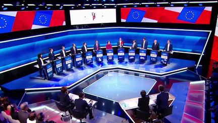 Douze candidats ont participé au premier grand débat des élections européennes, le 4 avril 2019 sur France 2. (FRANCE 2)