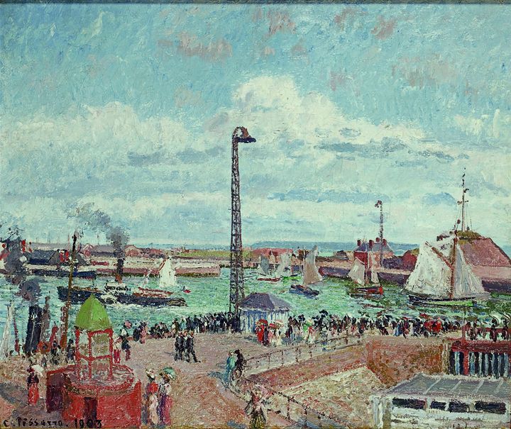 Camille Pissarro. L&rsquo;Anse des Pilotes et le brise-lames est, Le Havre, apr&egrave;s-midi, temps ensoleill&eacute;, 1903. Huile sur toile ; 53 x 64 cm.Le Havre, MuMa - Mus&eacute;e d&rsquo;art moderne Andr&eacute; Malraux. (LE HAVRE, MUMA / PHOTO FLORIAN KLEINEFENN)