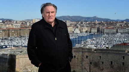 Le comédien français Gérard Depardieu à Marseille (Bouches-du-Rhône), le 18 février 2018.&nbsp; (ANNE-CHRISTINE POUJOULAT / AFP)