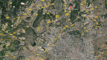 Apr&egrave;s la d&eacute;couverte de c&eacute;r&eacute;ales et de pain empoisonn&eacute;s, la colline de Baillarguet, situ&eacute;e &agrave; 10 kilom&egrave;tres au nord de Montpellier (H&eacute;rault), a &eacute;t&eacute; interdite au public, vendredi 17 janvier. ( GOOGLE MAPS / FRANCETV INFO )