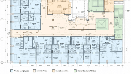 Plan du futur espace de coliving aménagé par Troy Evans à Syracuse, dans l'Etat de New York. (COMMONSPACE)