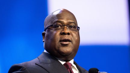 Le président de la République démocratique du Congo, Félix&nbsp;Tshisekedi, lors d'une conférence le 1er mars 2020 à Washington aux Etats-Unis. (MICHAEL BROCHSTEIN / REUTERS)