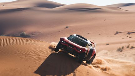 Sébastien Loeb et Fabian Lurquin lors de la 6e étape du Dakar, étape marathon, le 11 janvier 2024. (ANTONIN VINCENT / AFP)